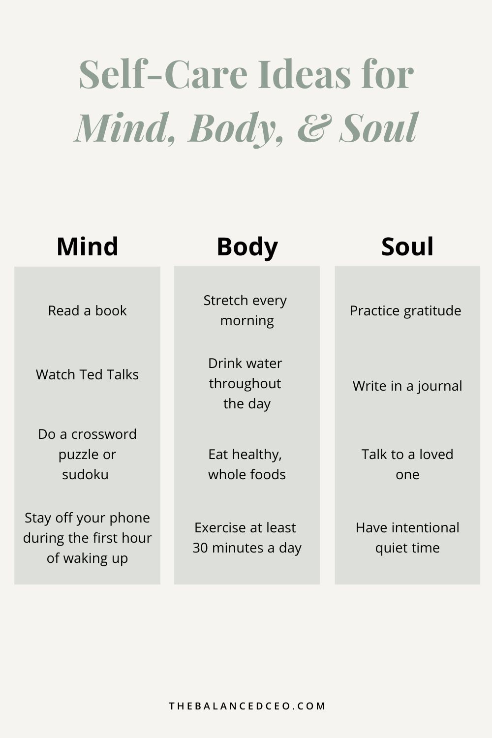 Self-Care Ideas for Mind, Body, and Soul