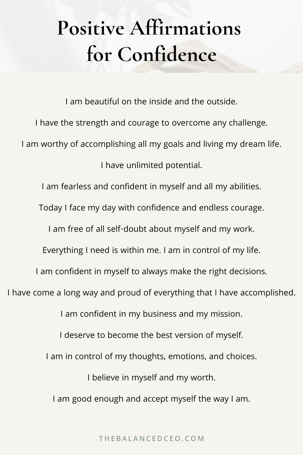 Positive Affirmations for Confidence