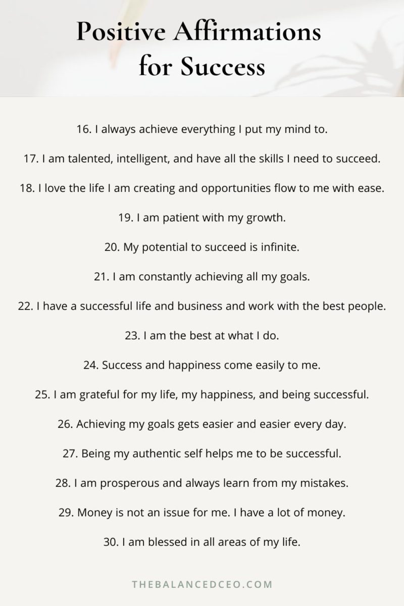 30 Positive Affirmations for Confidence and Success - The Balanced CEO