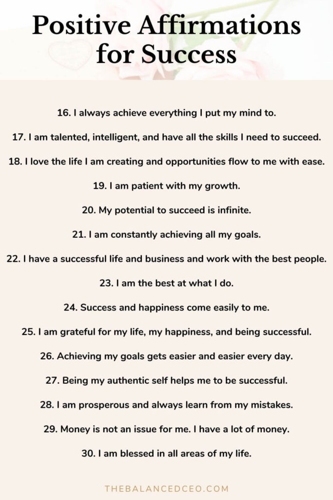 Affirmations success positive for 