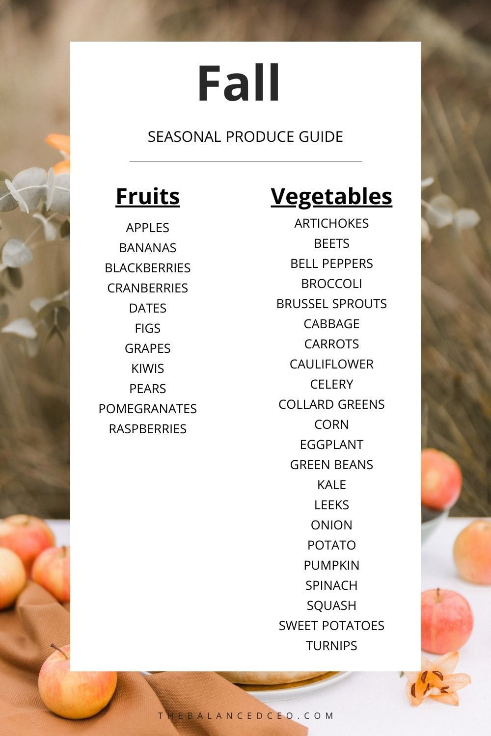 Fall Seasonal Produce Guide