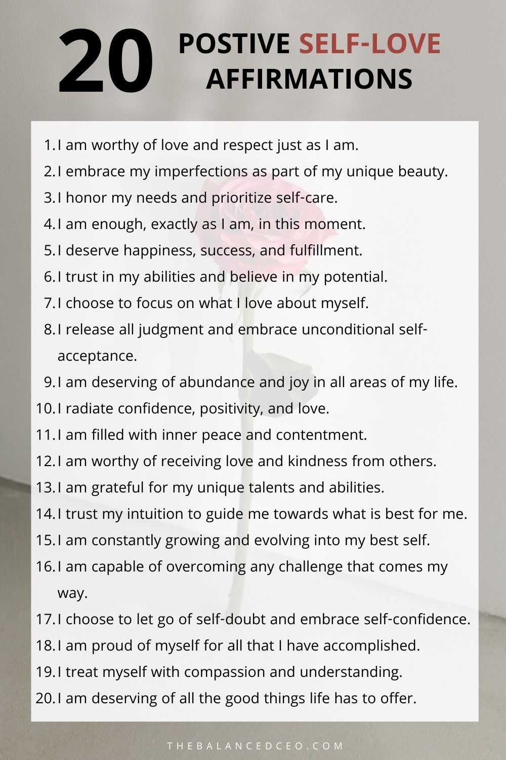 20 Powerful Positive Affirmations for Self-Love
